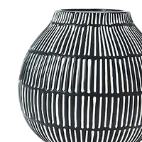 Hello Honey® 6" Black & White Debossed Stoneware Vase