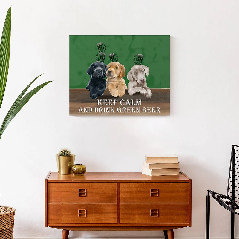Keep Calm Drink Beer Dogs 20" x 16" Canvas Wall Art