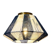 Hello Honey® Navy & White Flush Mount Ceiling Light with Woven Paper Rope Shade