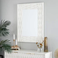 White MDF Contemporary Wall Mirror, 41" x 32" x 2"
