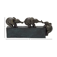 17" Black Eclectic Elephant Sculpture