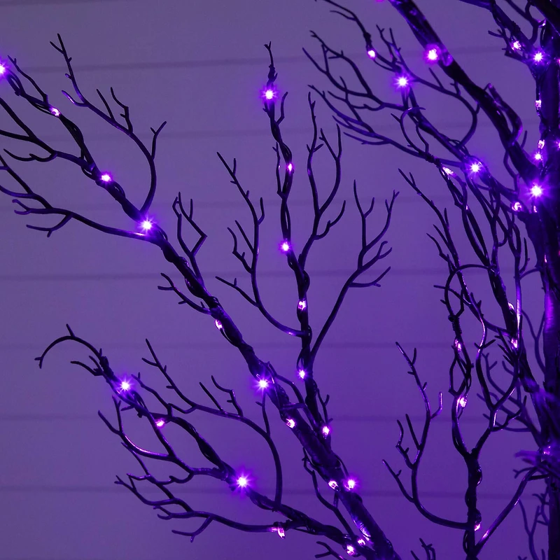 5ft. Pre-Lit Halloween Minimalist Twig Artificial Fall Tree with 240 Orange & Purple LED Lights