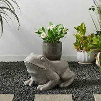 Glitzhome® 15.25" Frog Garden Statue Planter Stand