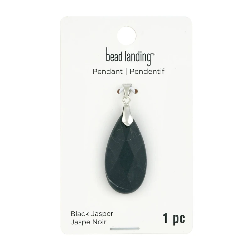 Black Jasper Teardrop Pendant by Bead Landing™