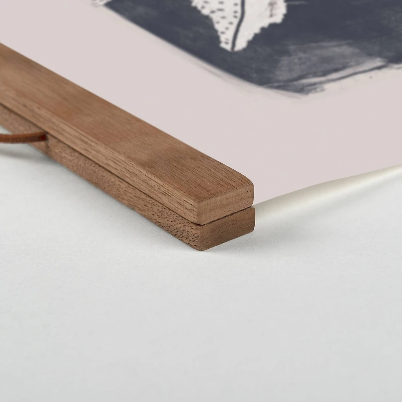 Spotted Navy Botanical Teak Hanging Canvas