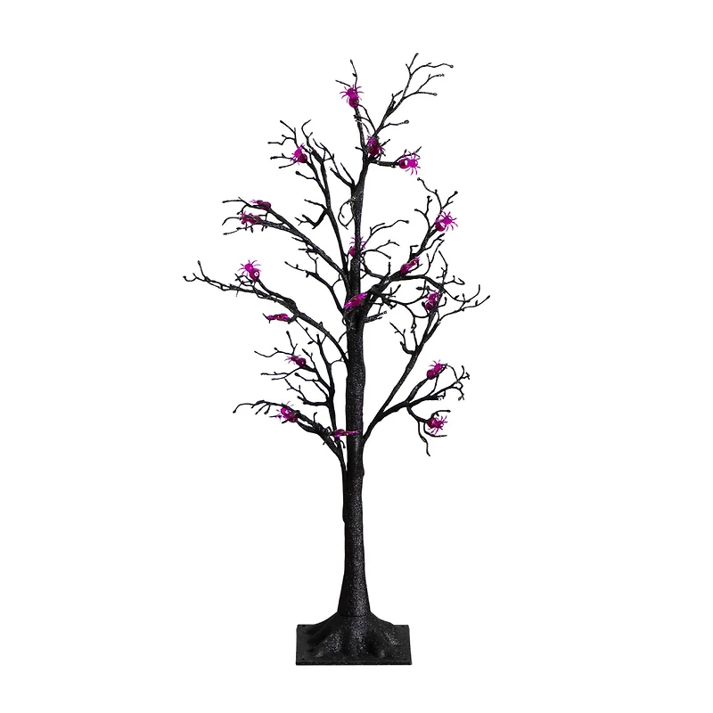3ft. Pre-Lit Artificial Halloween Spider Twig Tree with 36 Purple LED Lights