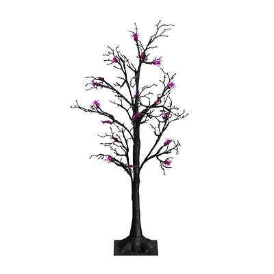 3ft. Pre-Lit Artificial Halloween Spider Twig Tree with 36 Purple LED Lights