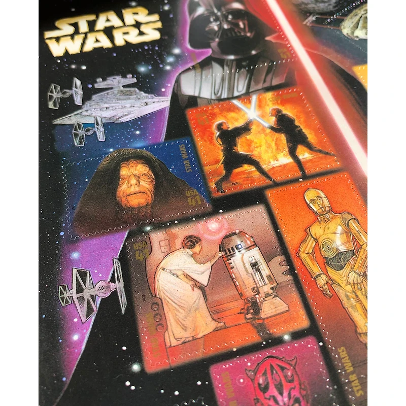 Star Wars U.S. Stamp Sheet in 16" x 14" Wood Frame