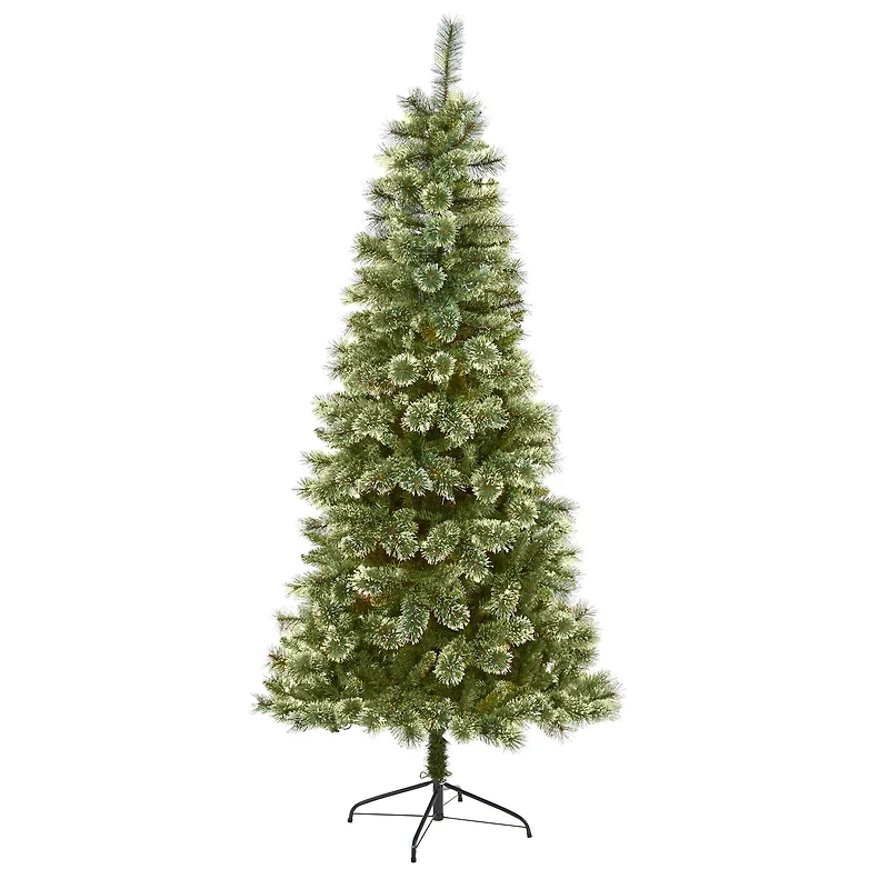 7ft. Unlit Wisconsin Slim Snow Tip Pine Artificial Christmas Tree