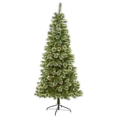 7ft. Unlit Wisconsin Slim Snow Tip Pine Artificial Christmas Tree