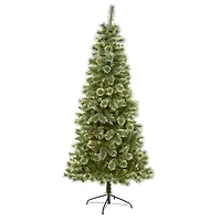 7ft. Unlit Wisconsin Slim Snow Tip Pine Artificial Christmas Tree