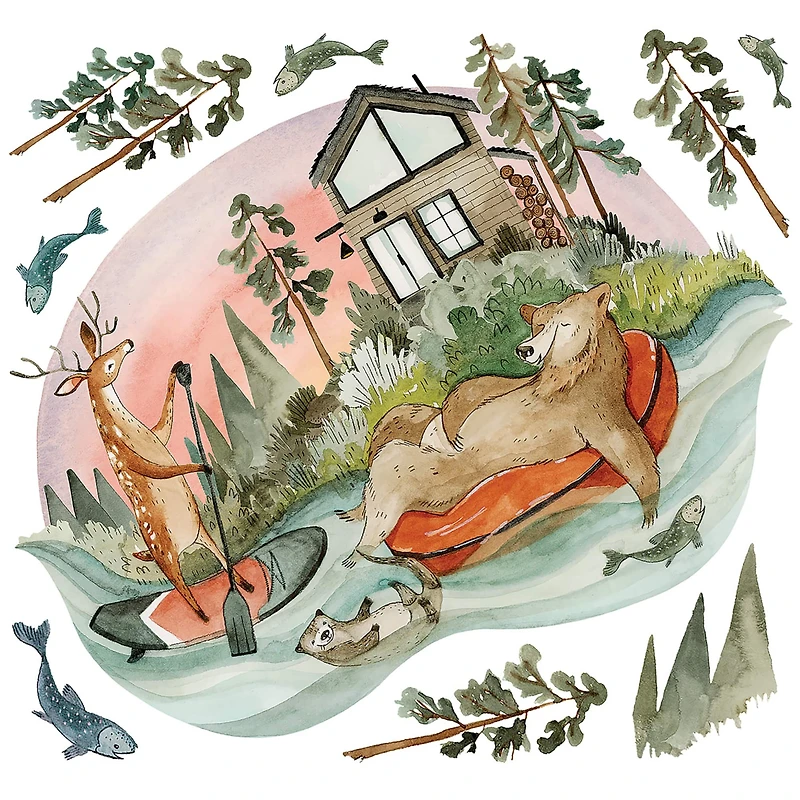 RoomMates Lazy River & Friends Peel & Stick Giant Wall Decal Set