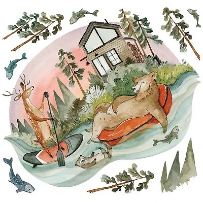 RoomMates Lazy River & Friends Peel & Stick Giant Wall Decal Set