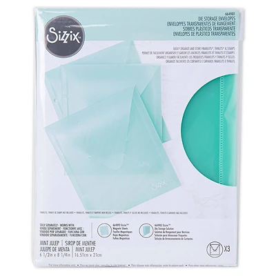 Sizzix™ Mint Julep Plastic Storage Envelopes, 3ct.