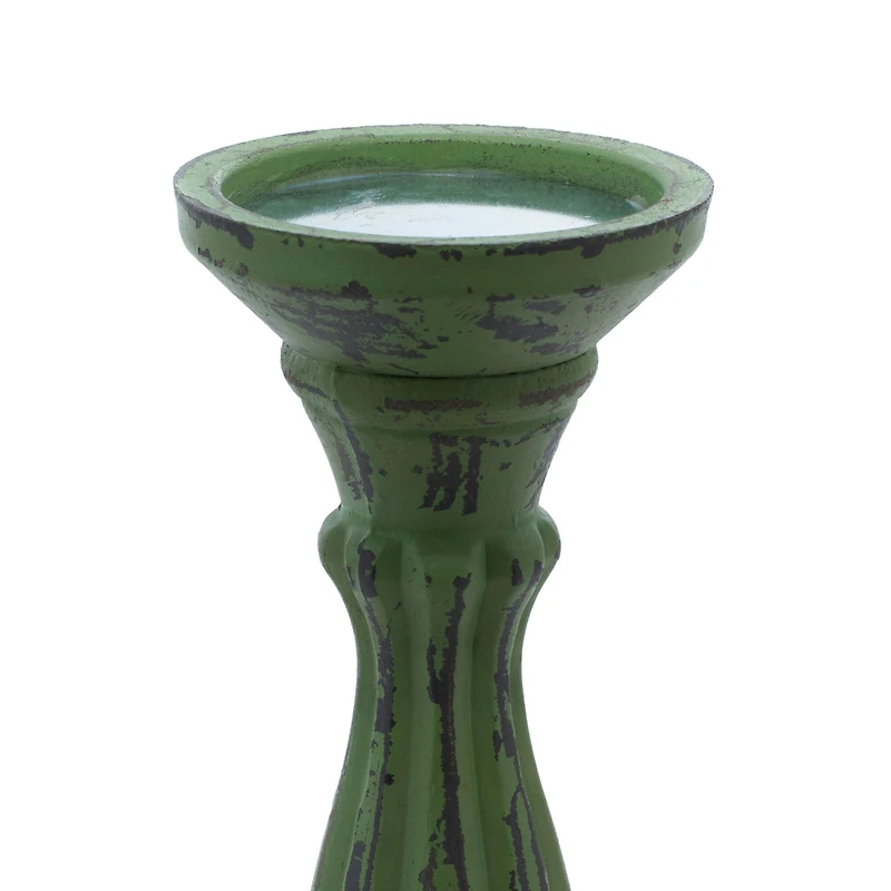 Green Wood Traditional Candle Holder Set, 3ct.