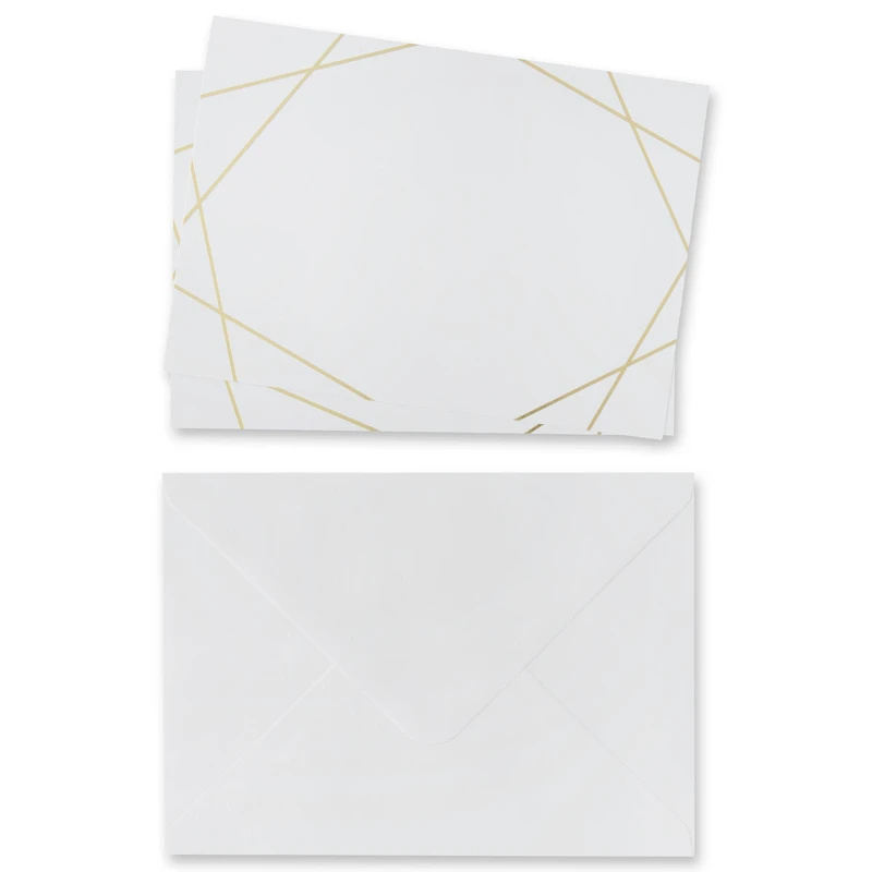 White & Gold Foil Flat Cards & Envelopes by Recollections™, 5" x 7"