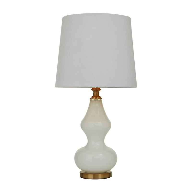 White Glass Table Lamp 15" x 15" x 29"