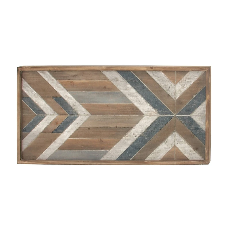 Grey Farmhouse Abstract Wood Wall Decor, 23" x 46"