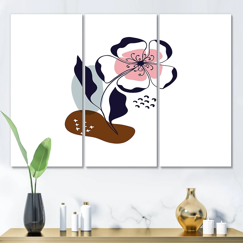 Designart - Abstract Flowers On Minimal Shapes IV