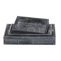 Black Mango Wood Traditional Tray Set