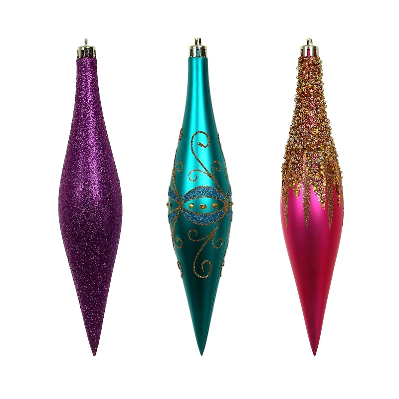 6 Pack 7.7" Jewels & Jolly Shatterproof Teardrop Ornaments by Ashland®