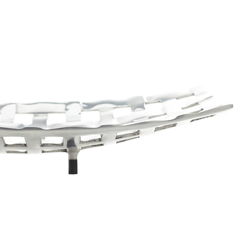 Silver Aluminum Contemporary Tray Set