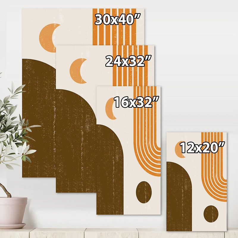 Designart - Abstract Geometric Rainbow In Earth Tones