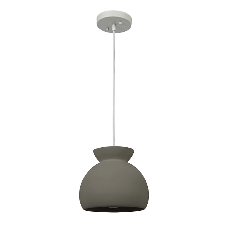 Hello Honey® Sienna Matte Charcoal Boho Ceramic Ceiling Light with White Fabric Cord