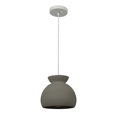 Hello Honey® Sienna Matte Charcoal Boho Ceramic Ceiling Light with White Fabric Cord