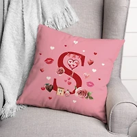 18" Valentines Day Icons S Monogram Accent Pillow