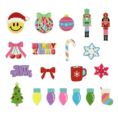 Christmas Brights 20 Piece Iron-On & Adhesive Patch Set by Celebrate It™