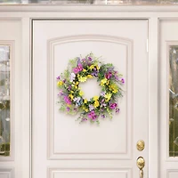 24" Pink, Purple & Yellow Spring Dogwood Floral Wreath