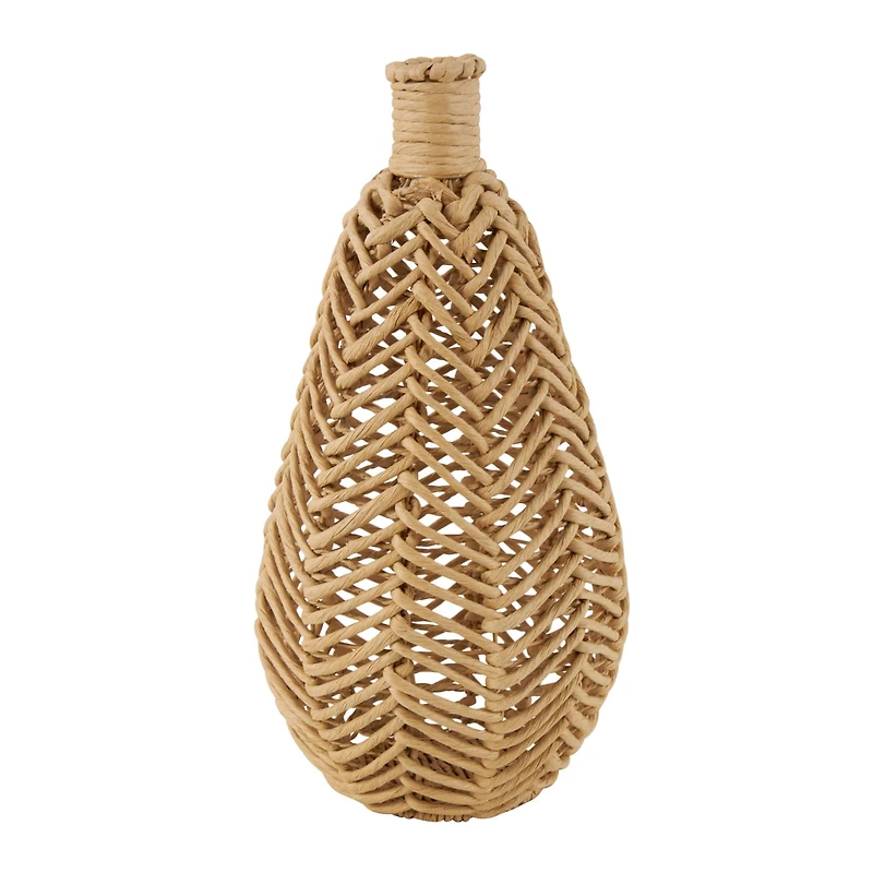 17" Brown Seagrass Handmade Woven Vase