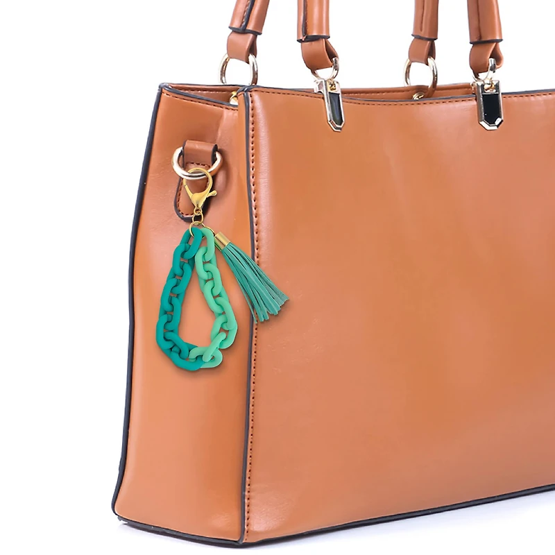 Blue Moon Studio™ Teal Chain Link Bag Charm with Tassel