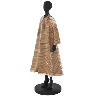 17.5" Black Decorative Sculpture with Ivory Attire