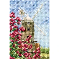 RTO Wind Mill & Pink Flowers Counted Cross Stitch Kit