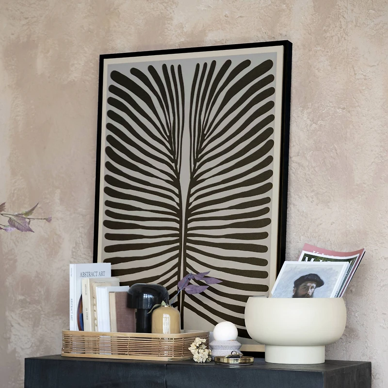 Hello Honey® 36.5" Black & Cream Abstract Lines Framed Wall Decoration