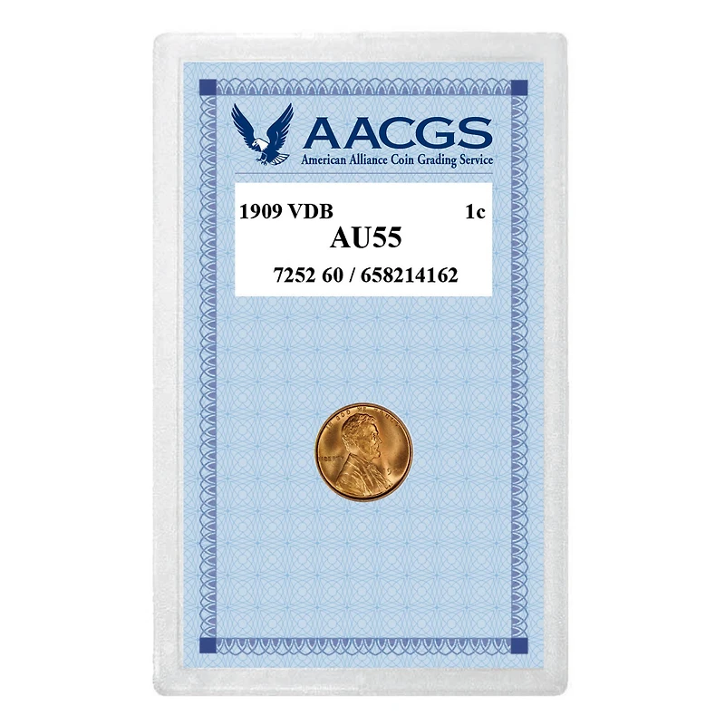 1909 VDB Penny Graded AU55