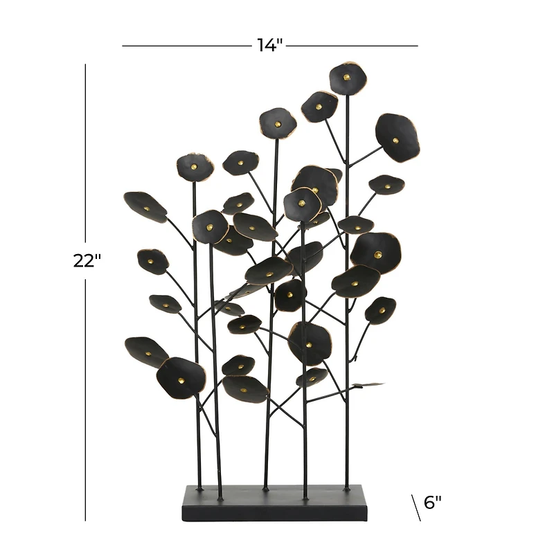 21" Black Metal Contemporary Nature Sculpture