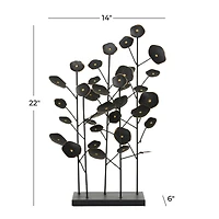 21" Black Metal Contemporary Nature Sculpture