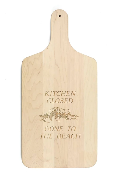17" Kitchen Is Closed Maple Wood Paddle Cutting Board