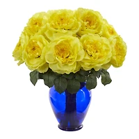 18'' Rose Artificial Arrangement in Garden Vase