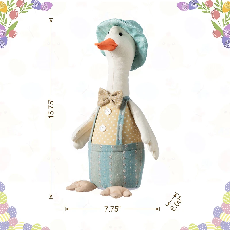 Glitzhome® 15.75" Easter Fabric Boy Duck Figurine