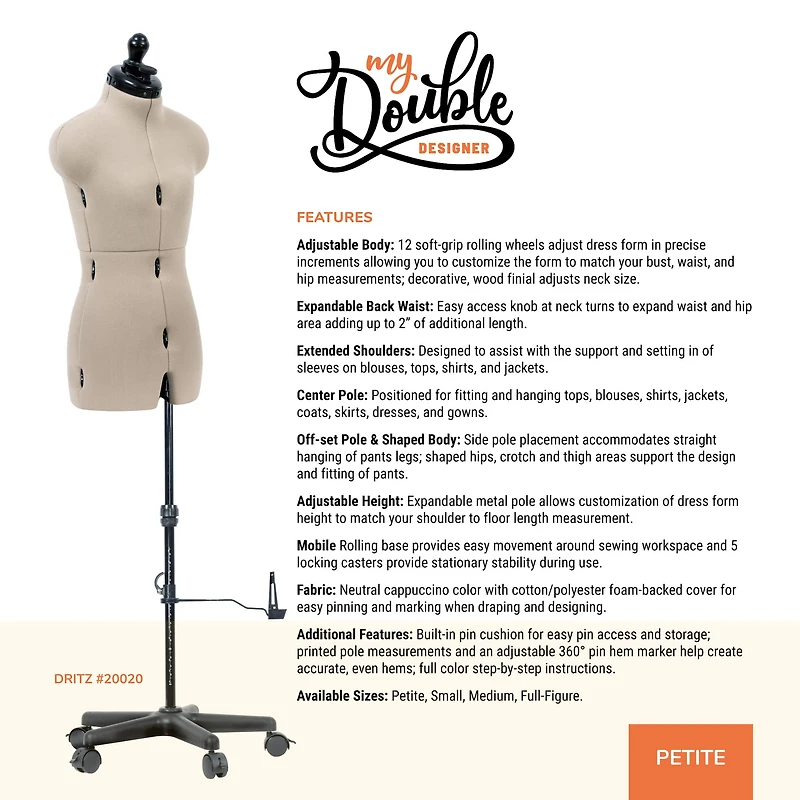 Dritz® My Double Designer Petite Dress Form with Adjustable Tri-Pod Stand