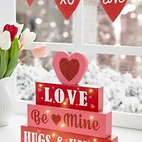Glitzhome® 11.25"Lighted Valentine's Wooden Block Table Sign