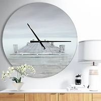 Designart 'Wooden Pier In Cloudy Mood Modern Wall Clock