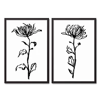 Tall Botanical 20" x 30" Black Framed Canvas - Set of 2
