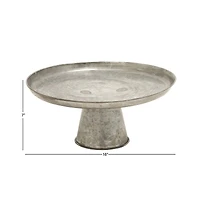 16" Gray Metal Galvanized Cake Stand