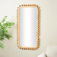 24" x 45" Brown Wood Wall Mirror with Beaded Frame