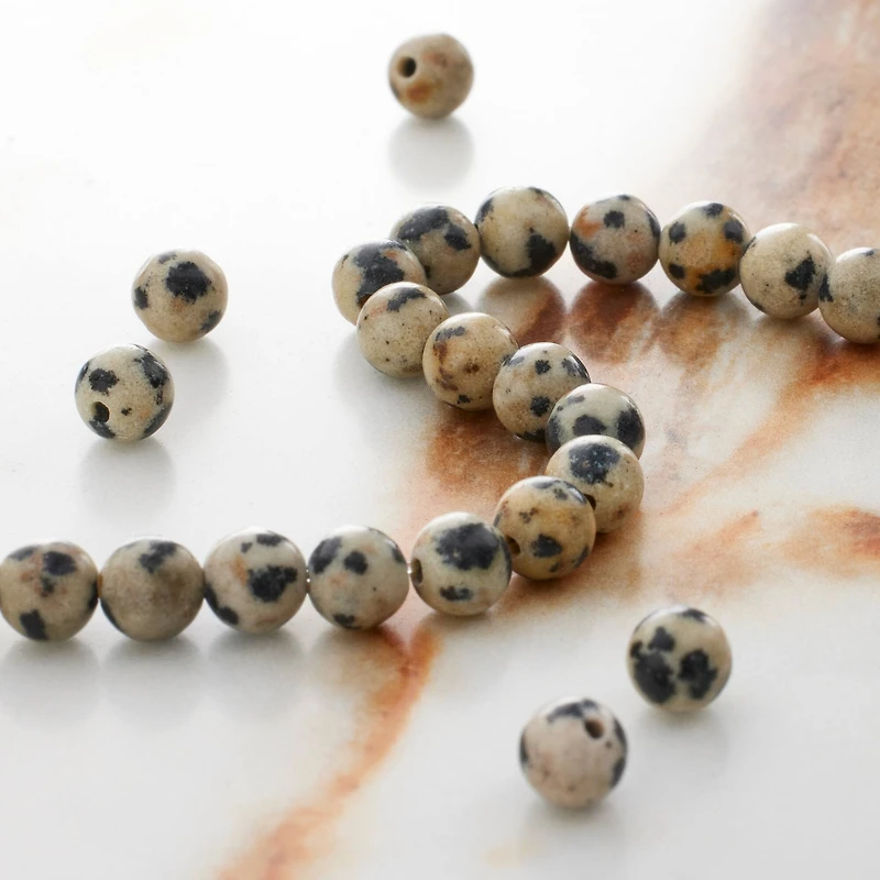Black & White Dalmatian Jasper Round Beads by Bead Landing